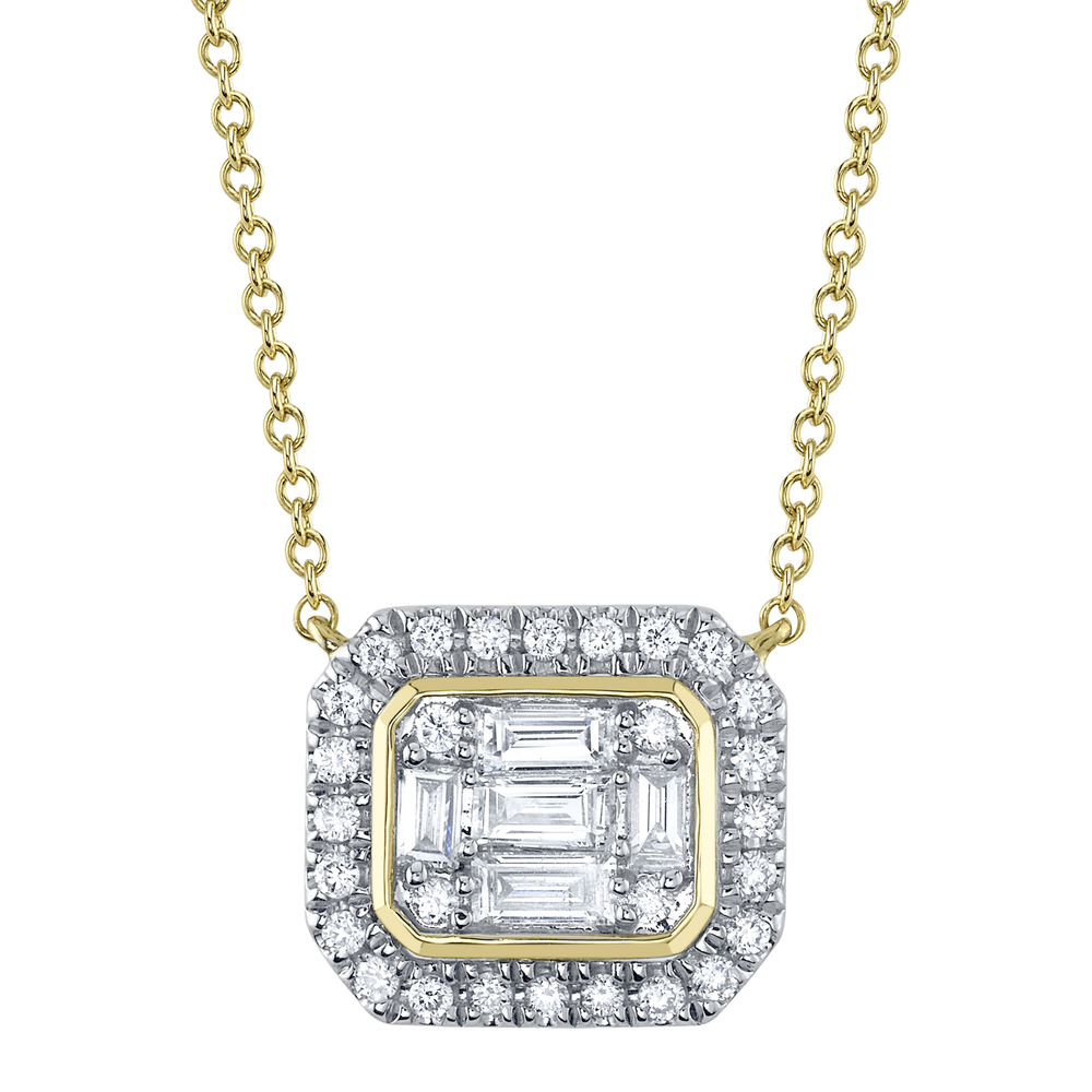 0.41Ct 14K Y/G Diamond Baguette Necklace