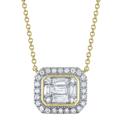 0.41Ct 14K Y/G Diamond Baguette Necklace