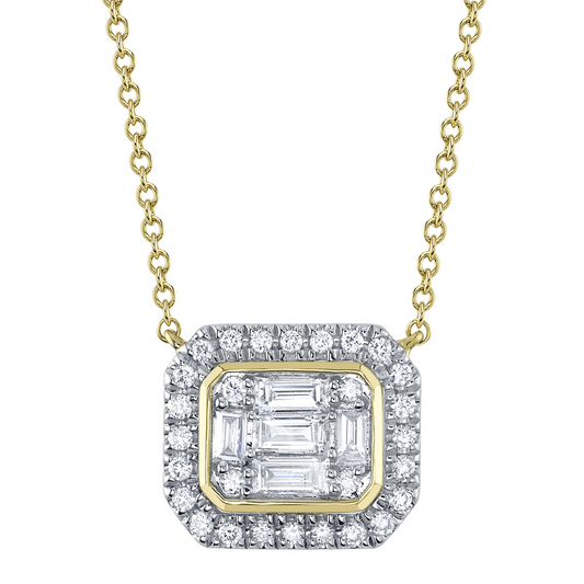 0.41Ct 14K Y/G Diamond Baguette Necklace