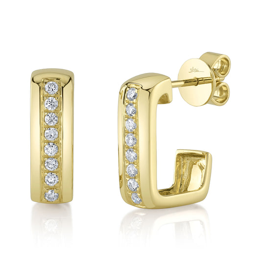 0.24Ct 14K Y/G Diamond Rectangle Earring