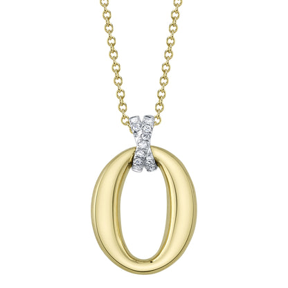 0.04Ct 14K2T Y/W Diamond Oval Necklace