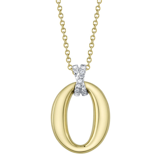 0.04Ct 14K2T Y/W Diamond Oval Necklace