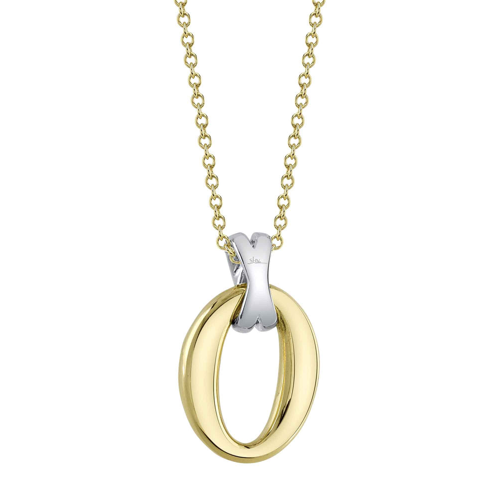 0.04Ct 14K2T Y/W Diamond Oval Necklace