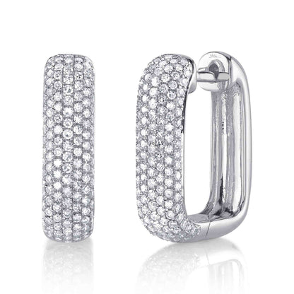 0.59Ct 14K W/G Diamond Pave Rectangle Hoop Earring