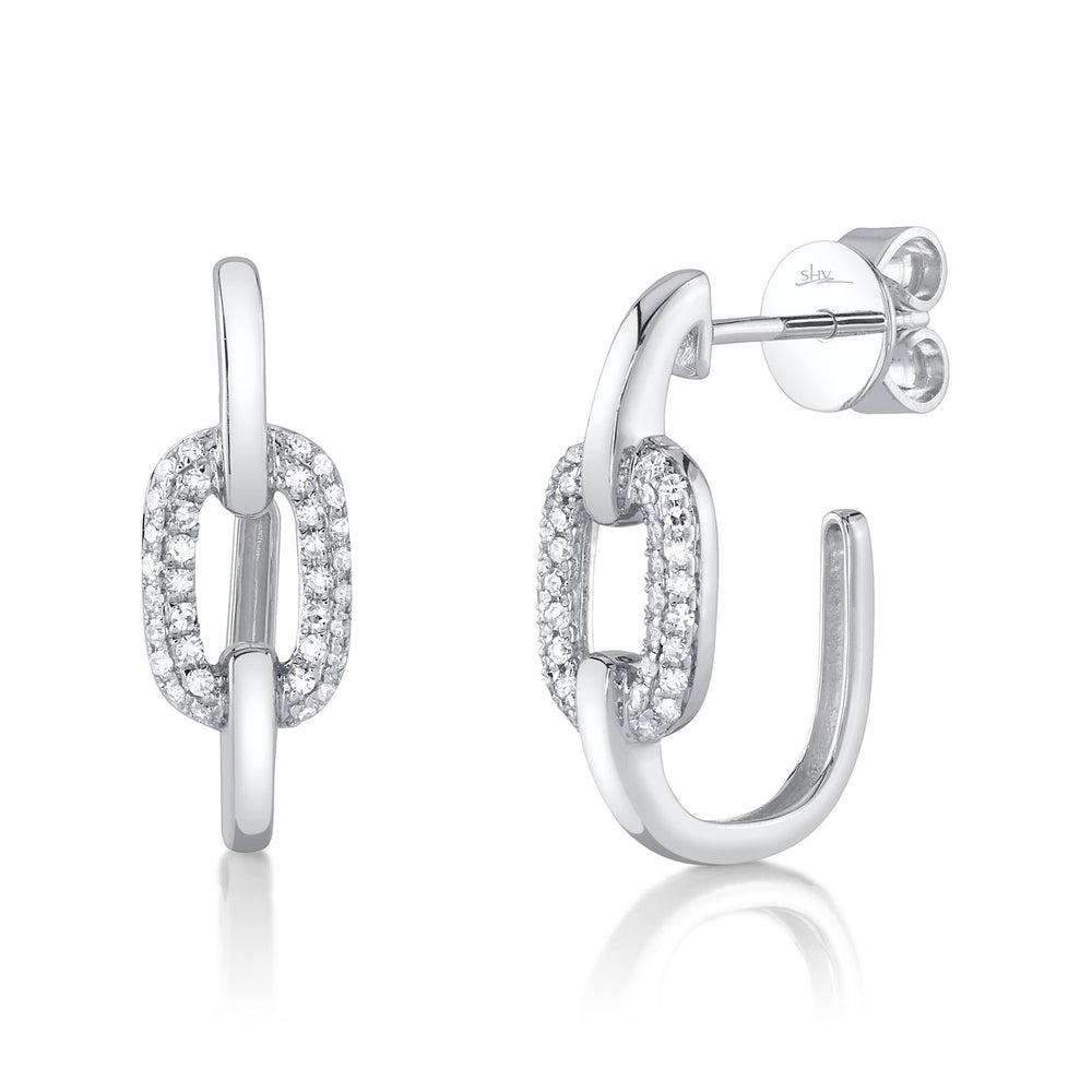 0.20Ct 14K W/G Diamond Link Hoop Earring
