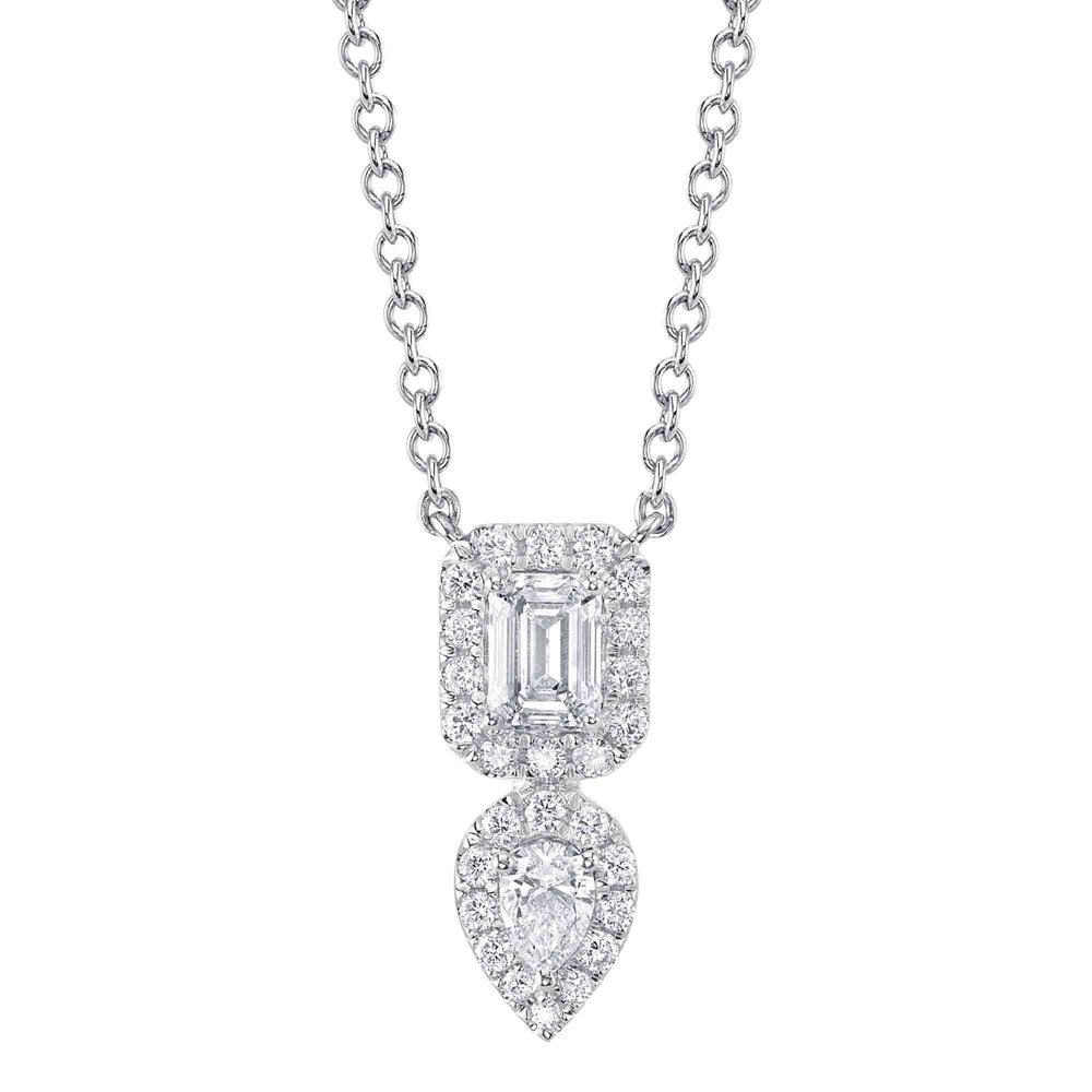 0.75Ct 14K W/G Diamond Emerald Pear Necklace