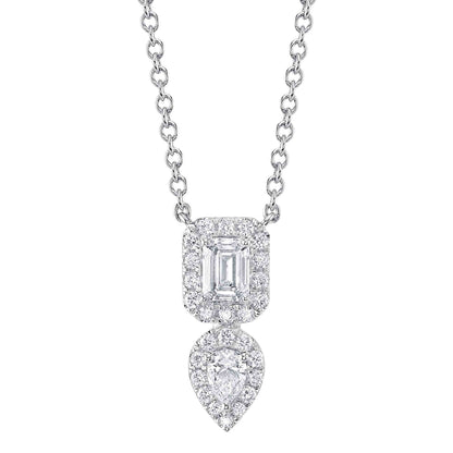 0.75Ct 14K W/G Diamond Emerald Pear Necklace