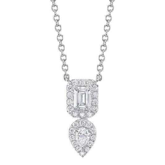 0.75Ct 14K W/G Diamond Emerald Pear Necklace