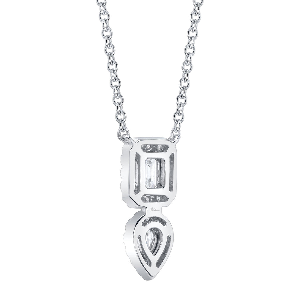 0.75Ct 14K W/G Diamond Emerald Pear Necklace