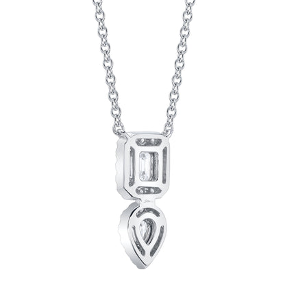 0.75Ct 14K W/G Diamond Emerald Pear Necklace
