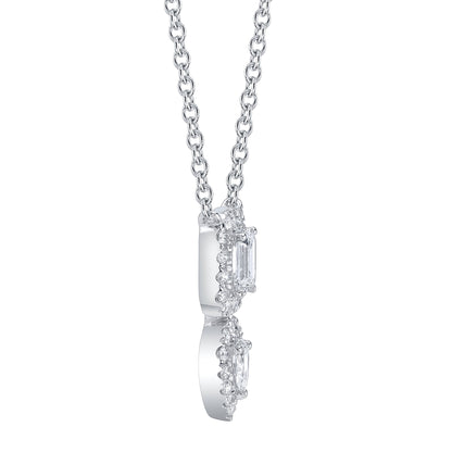 0.75Ct 14K W/G Diamond Emerald Pear Necklace
