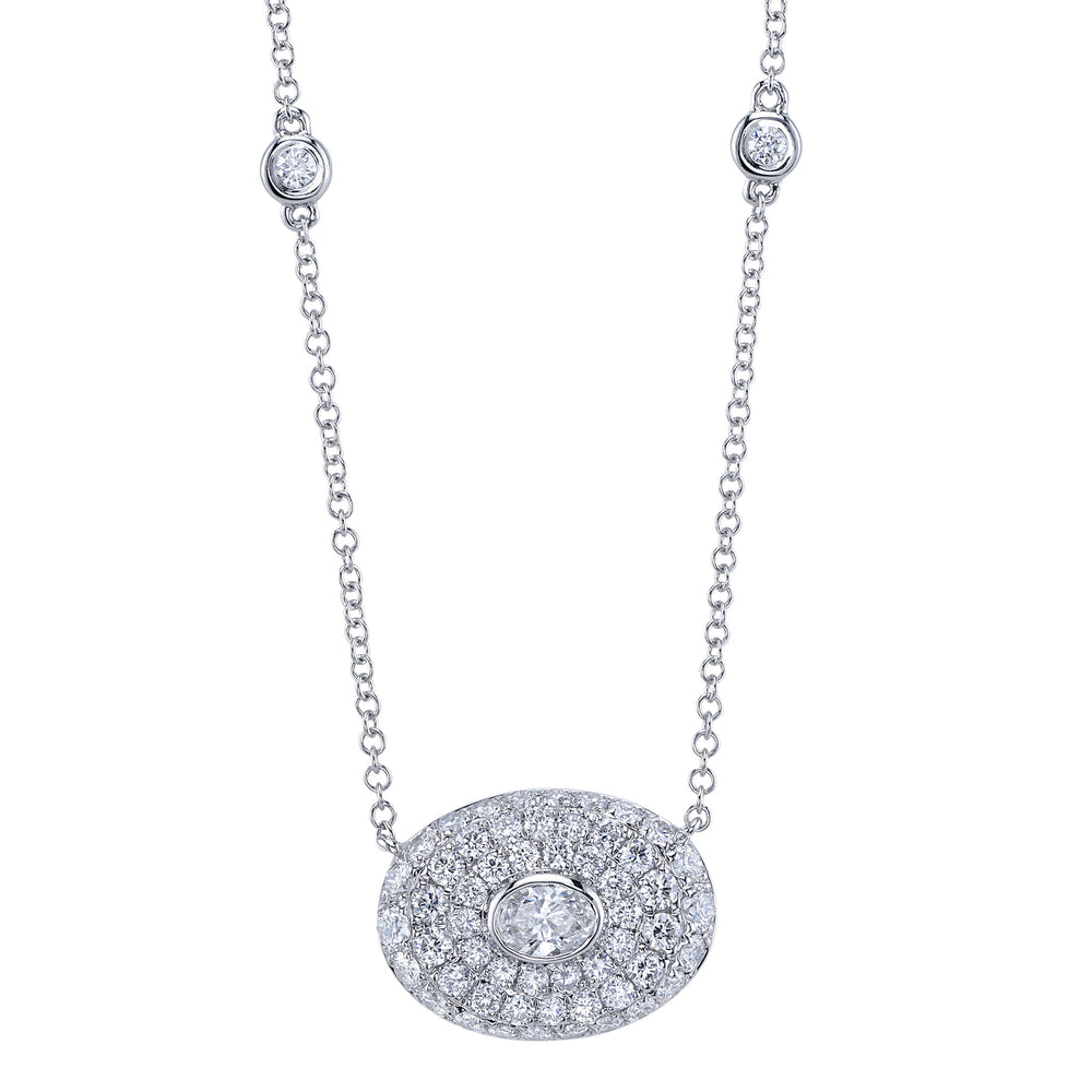 0.97Ct 14K W/G Diamond Oval Bezel Necklace