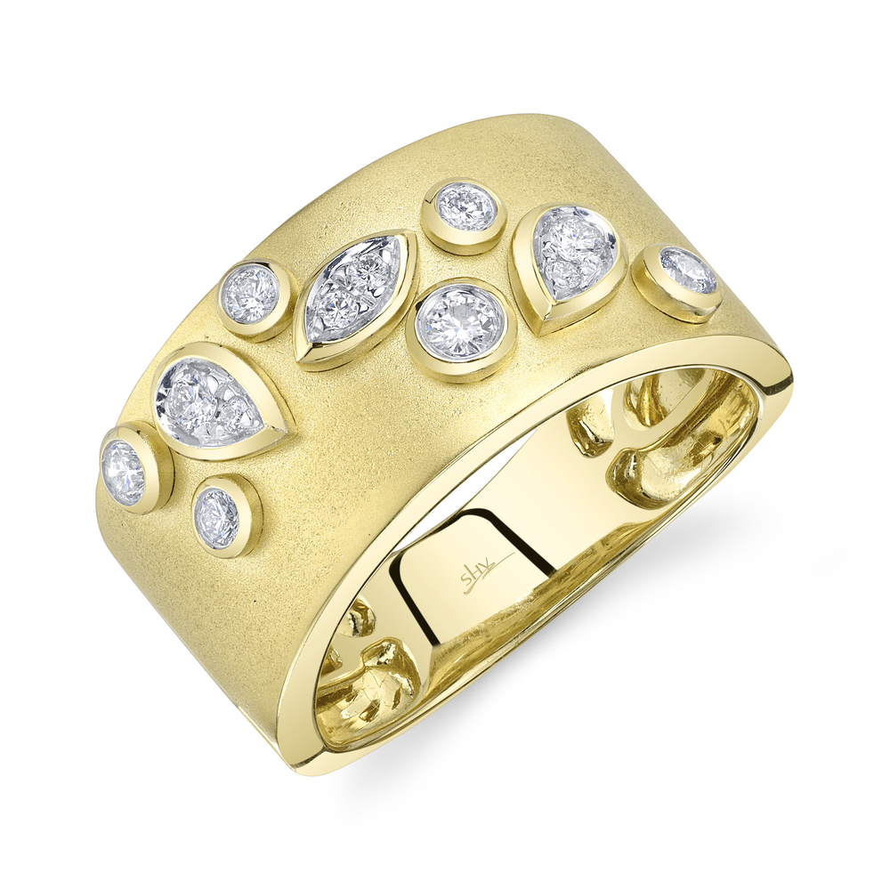 0.26Ct 14K Y/G Diamond Bezel Matte Ring