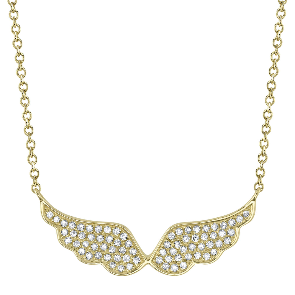 0.18Ct 14K Y/G Diamond Angel Wings Necklace