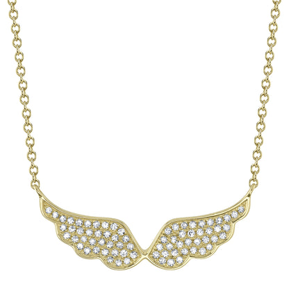 0.18Ct 14K Y/G Diamond Angel Wings Necklace