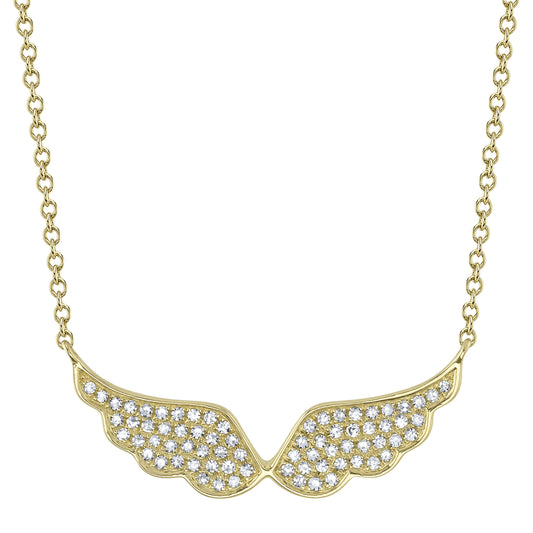 0.18Ct 14K Y/G Diamond Angel Wings Necklace