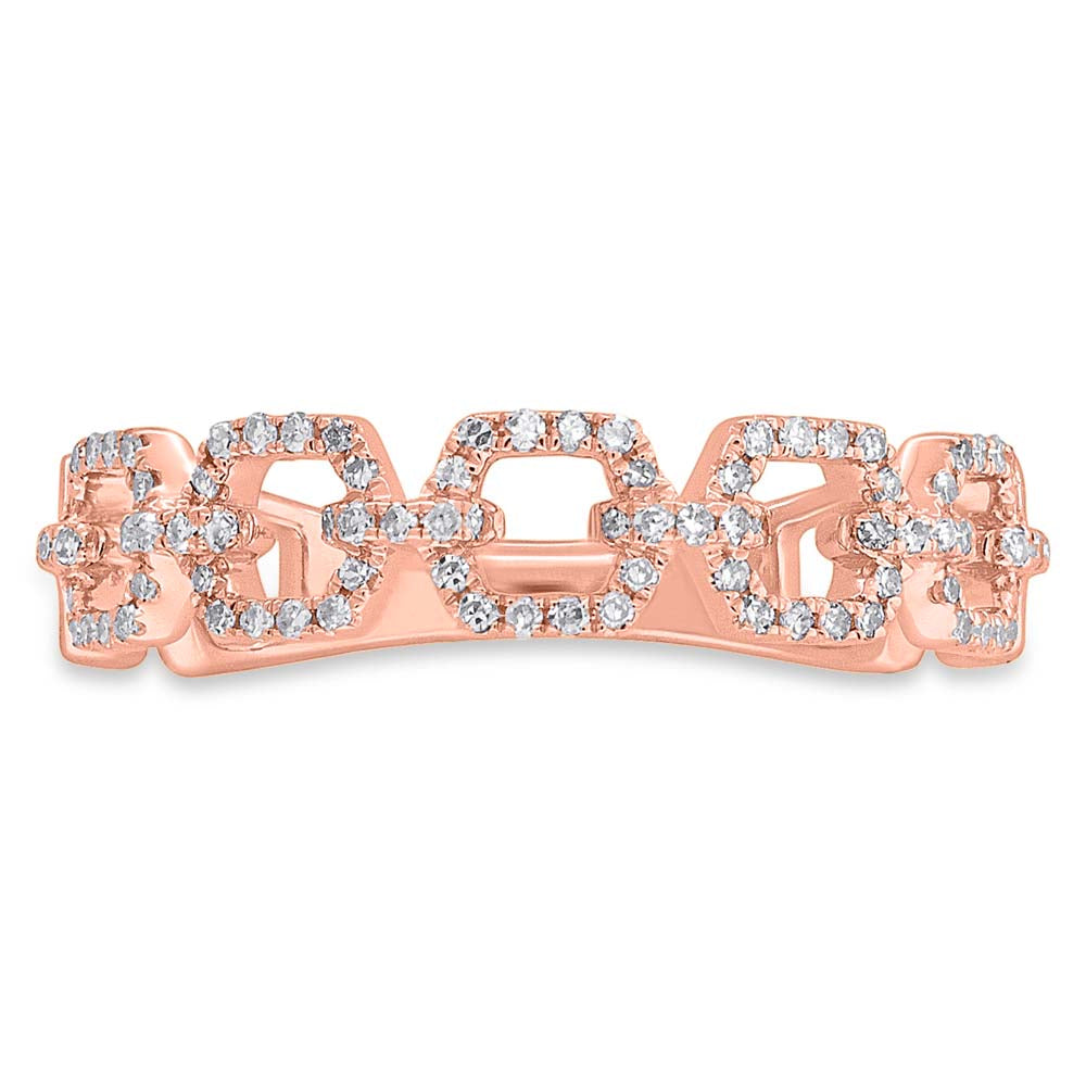0.22Ct 14K R/G Diamond Link Ring