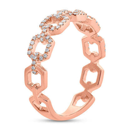 0.22Ct 14K R/G Diamond Link Ring