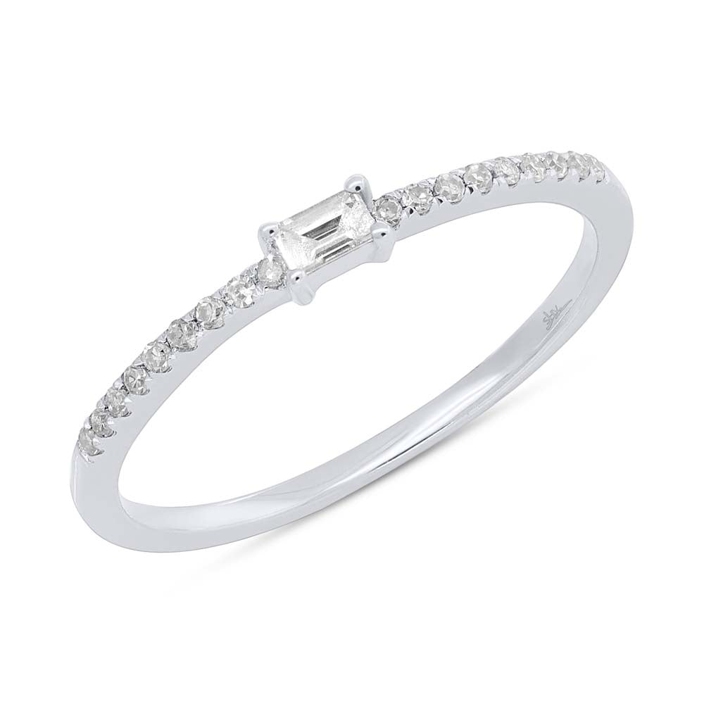 0.11Ct 14K W/G Diamond Baguette Lady's Ring