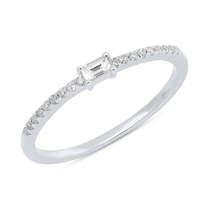 0.11Ct 14K W/G Diamond Baguette Lady's Ring