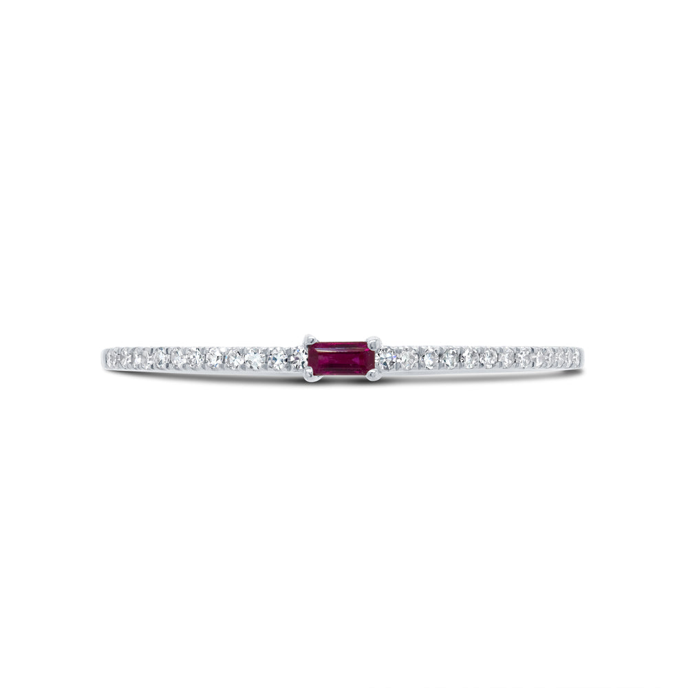 0.08Ct Diamond & 0.05Ct Ruby 14K W/G Lady's Ring