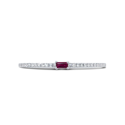 0.08Ct Diamond & 0.05Ct Ruby 14K W/G Lady's Ring