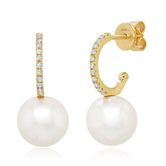 0.09Ct 14K Y/G Diamond & Cultured Pearl Earring
