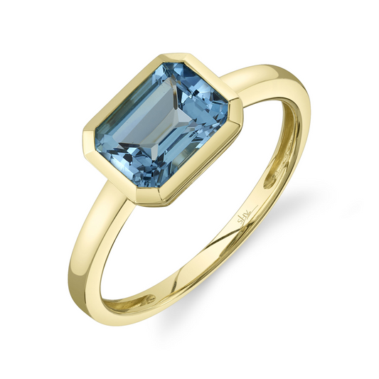 1.88Ct 14K Y/G Blue Topaz Lady's Ring