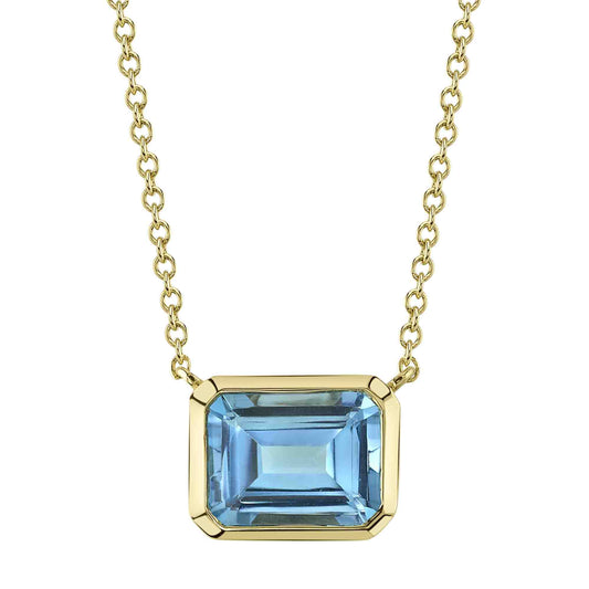 2.08Ct 14K Y/G Blue Topaz Necklace