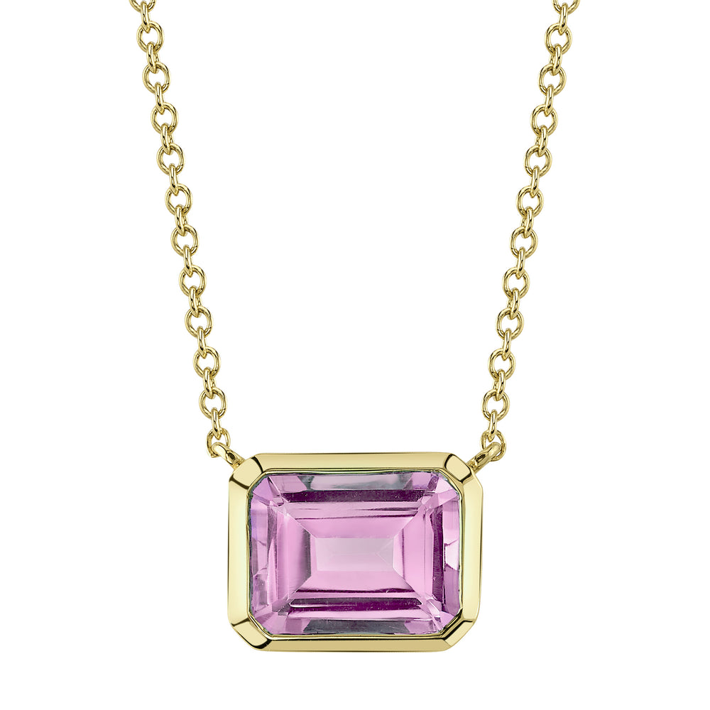 1.92Ct 14K Y/G Pink Topaz Necklace