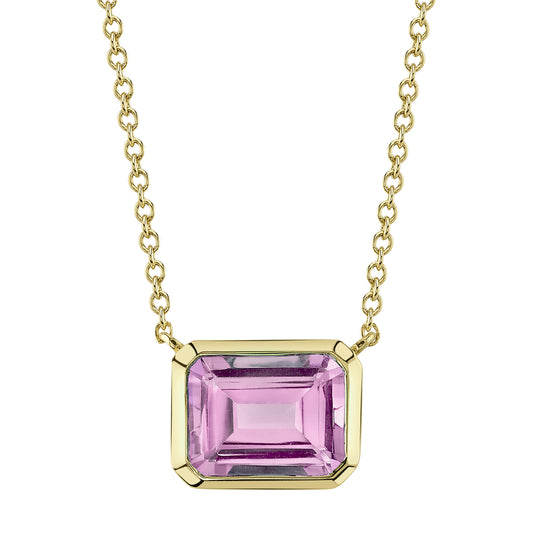 1.92Ct 14K Y/G Pink Topaz Necklace