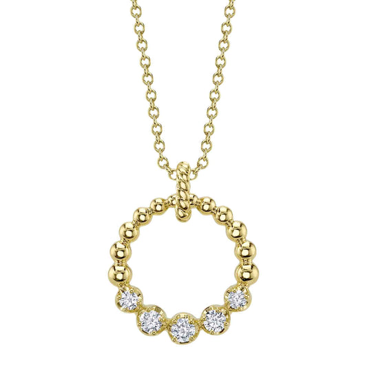 0.16Ct 14K Y/G Diamond Circle Crown Setting Necklace