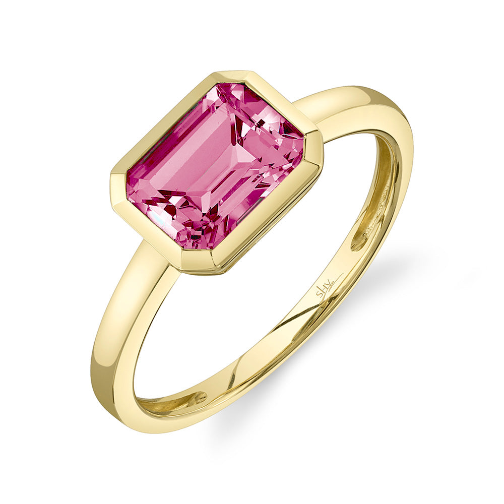 2.13Ct 14K Y/G Pink Topaz Lady's Ring