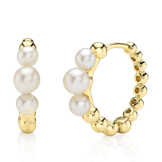 14K Y/G Cultured Pearl Hoop Earring