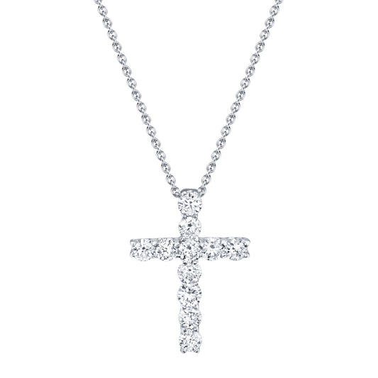 0.32Ct 14K W/G Diamond Cross Necklace