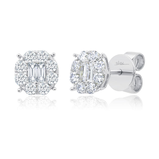 0.57Ct 14K W/G Diamond Baguette Stud Earring