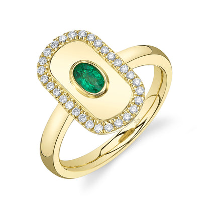 0.20Ct Diamond & 0.21Ct Emerald 14K Y/G Oval Ring