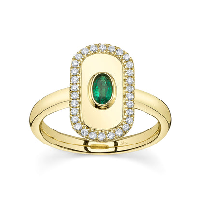 0.20Ct Diamond & 0.21Ct Emerald 14K Y/G Oval Ring