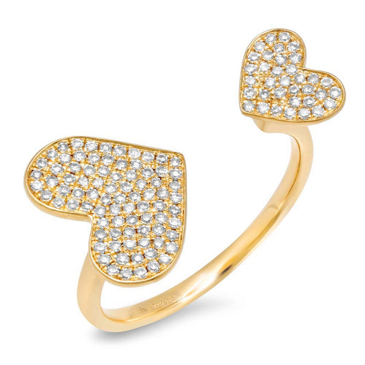 0.33Ct 14K Y/G Diamond Pave Heart Ring