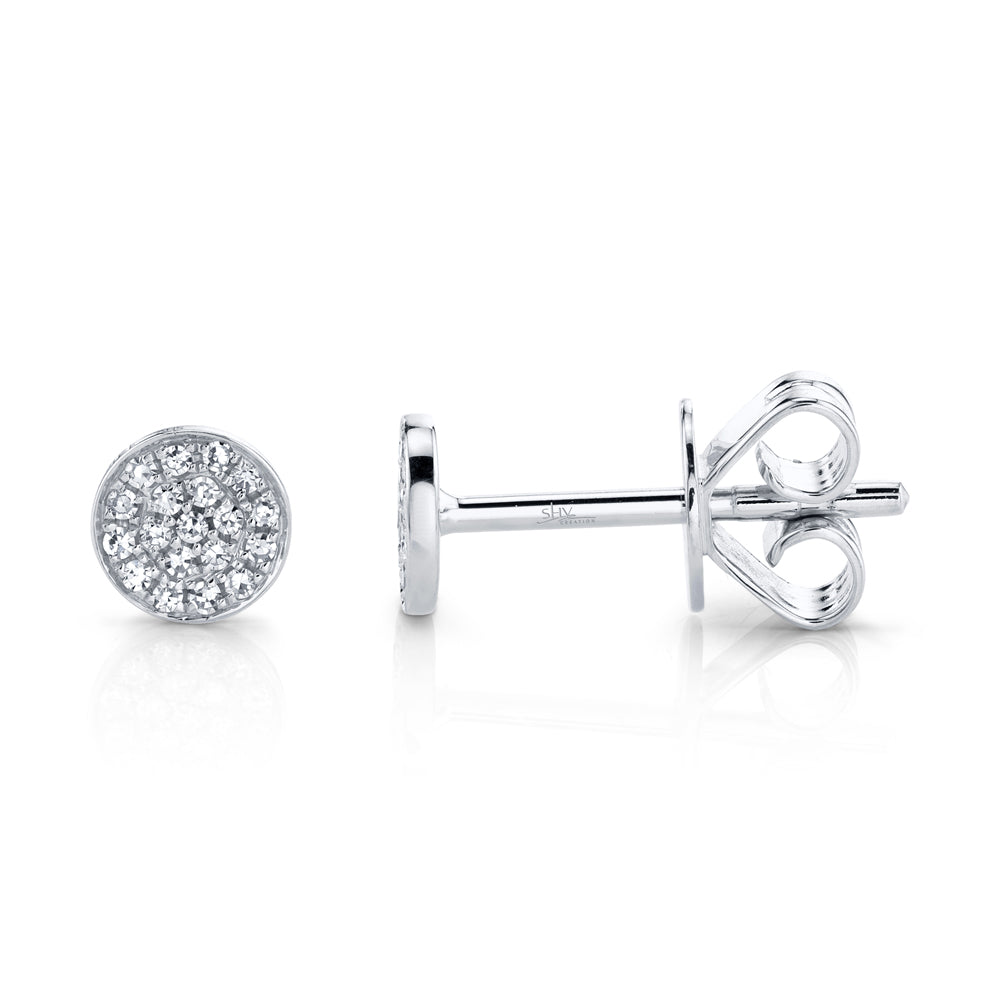 0.07Ct 14K W/G Diamond Pave Circle Stud Earring