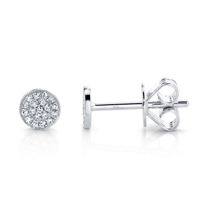 0.07Ct 14K W/G Diamond Pave Circle Stud Earring