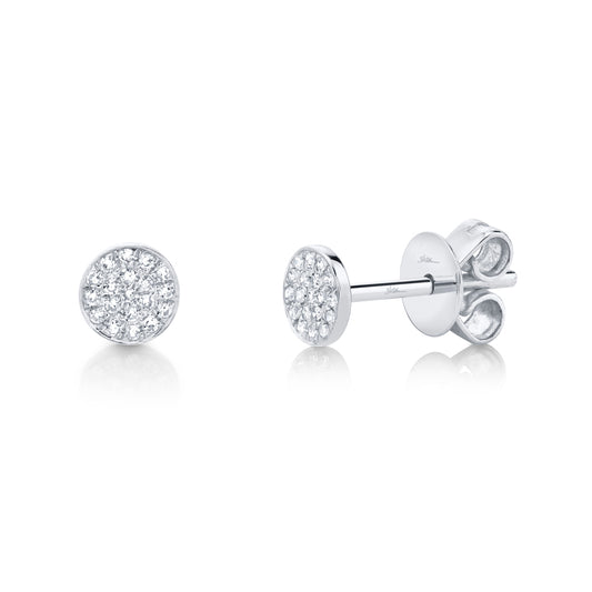 0.07Ct 14K W/G Diamond Pave Circle Stud Earring