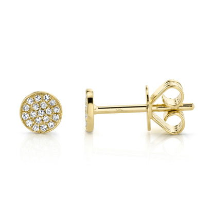 0.07Ct 14K Y/G Diamond Pave Circle Stud Earring