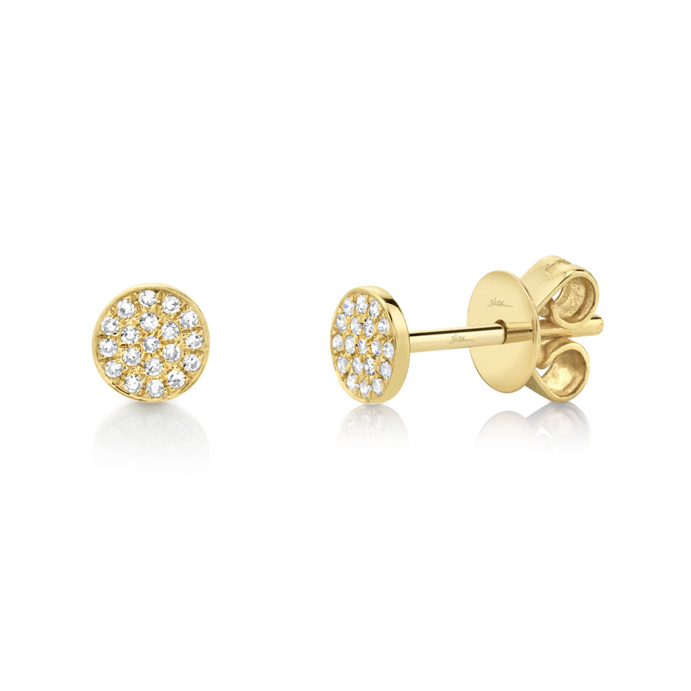 0.07Ct 14K Y/G Diamond Pave Circle Stud Earring