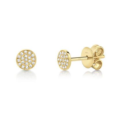 0.07Ct 14K Y/G Diamond Pave Circle Stud Earring