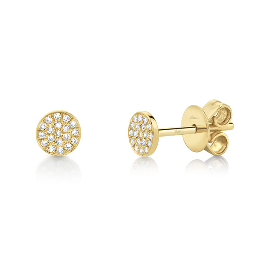 0.07Ct 14K Y/G Diamond Pave Circle Stud Earring