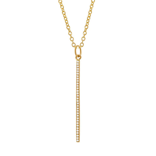 0.11Ct 14K Y/G Diamond Bar Necklace