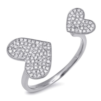 0.33Ct 14K W/G Diamond Pave Heart Ring