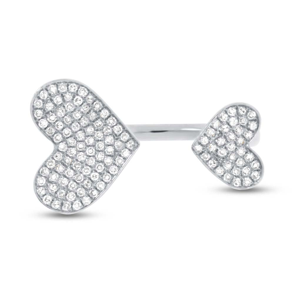 0.33Ct 14K W/G Diamond Pave Heart Ring