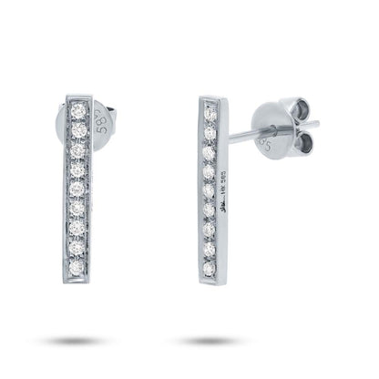 0.14Ct 14K W/G Diamond Bar Earring